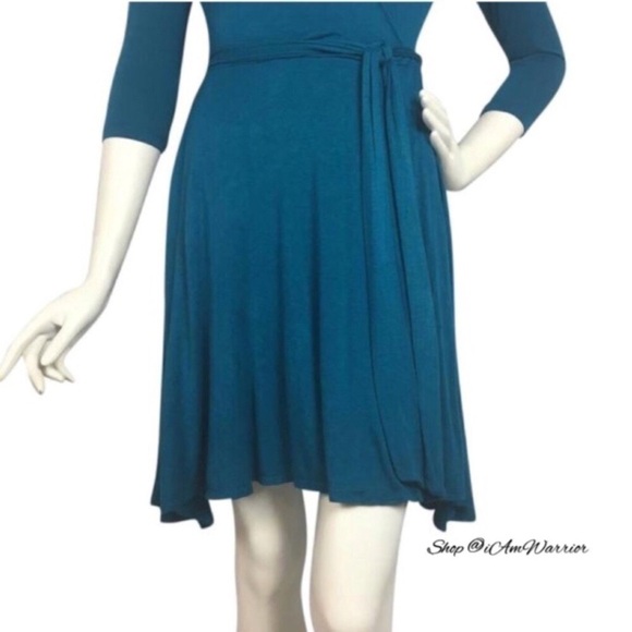 Tart teal asymmetrical wrap dress *shop@iamwarrior - Picture 4 of 9